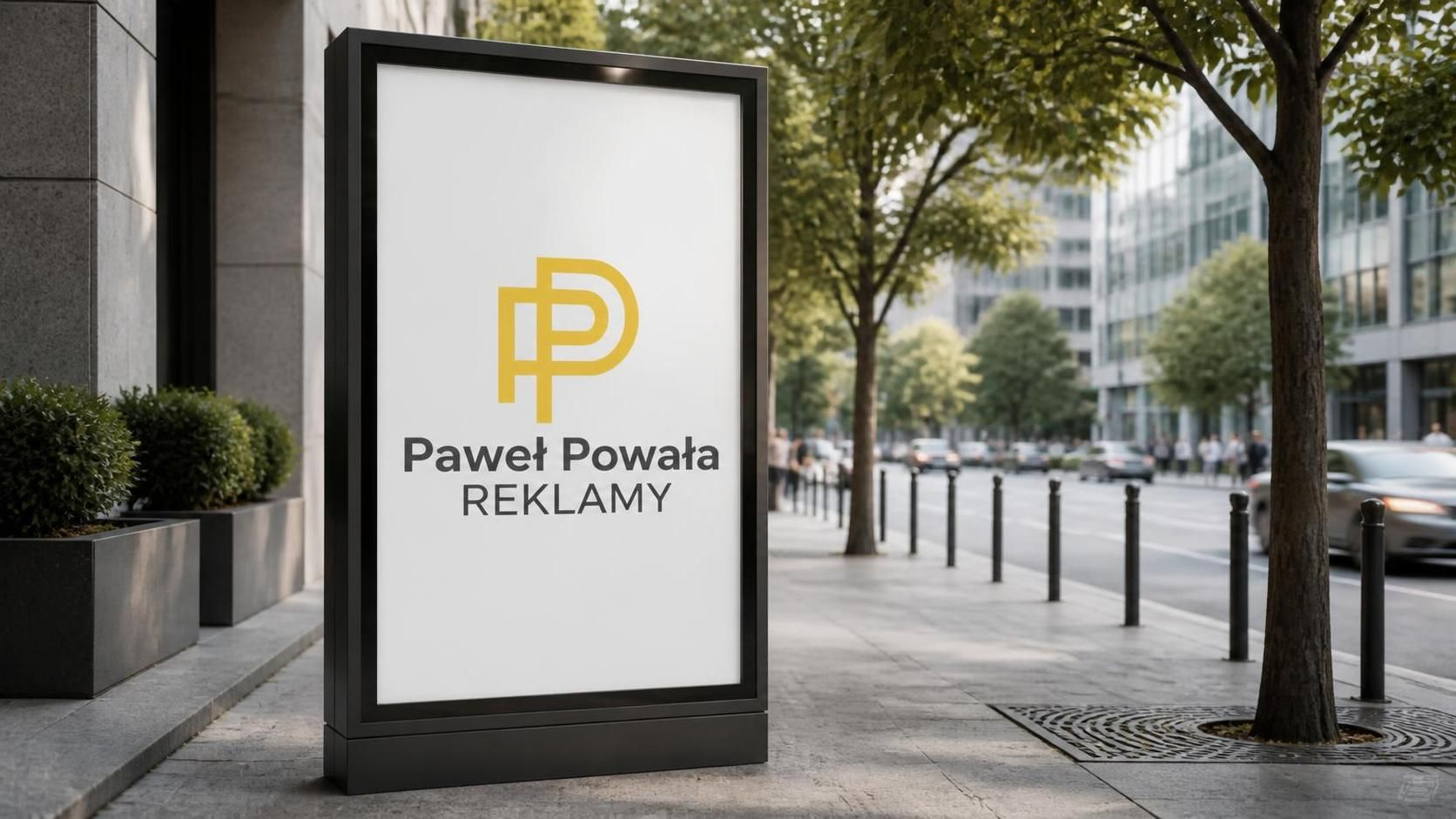 Reklama zewnętrzna umieszczona na budynku przy ulicy